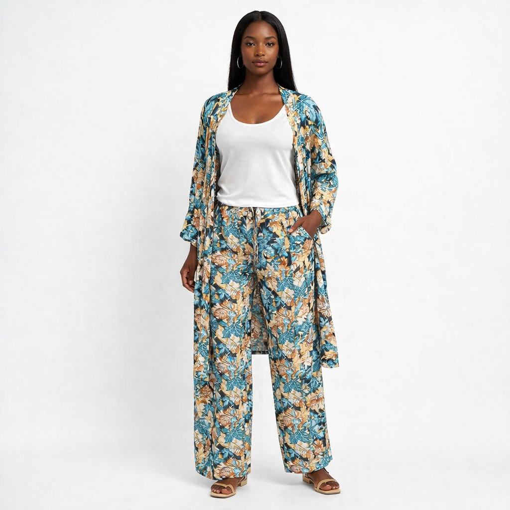 Womens Floral Print Three Piece Lounge Set