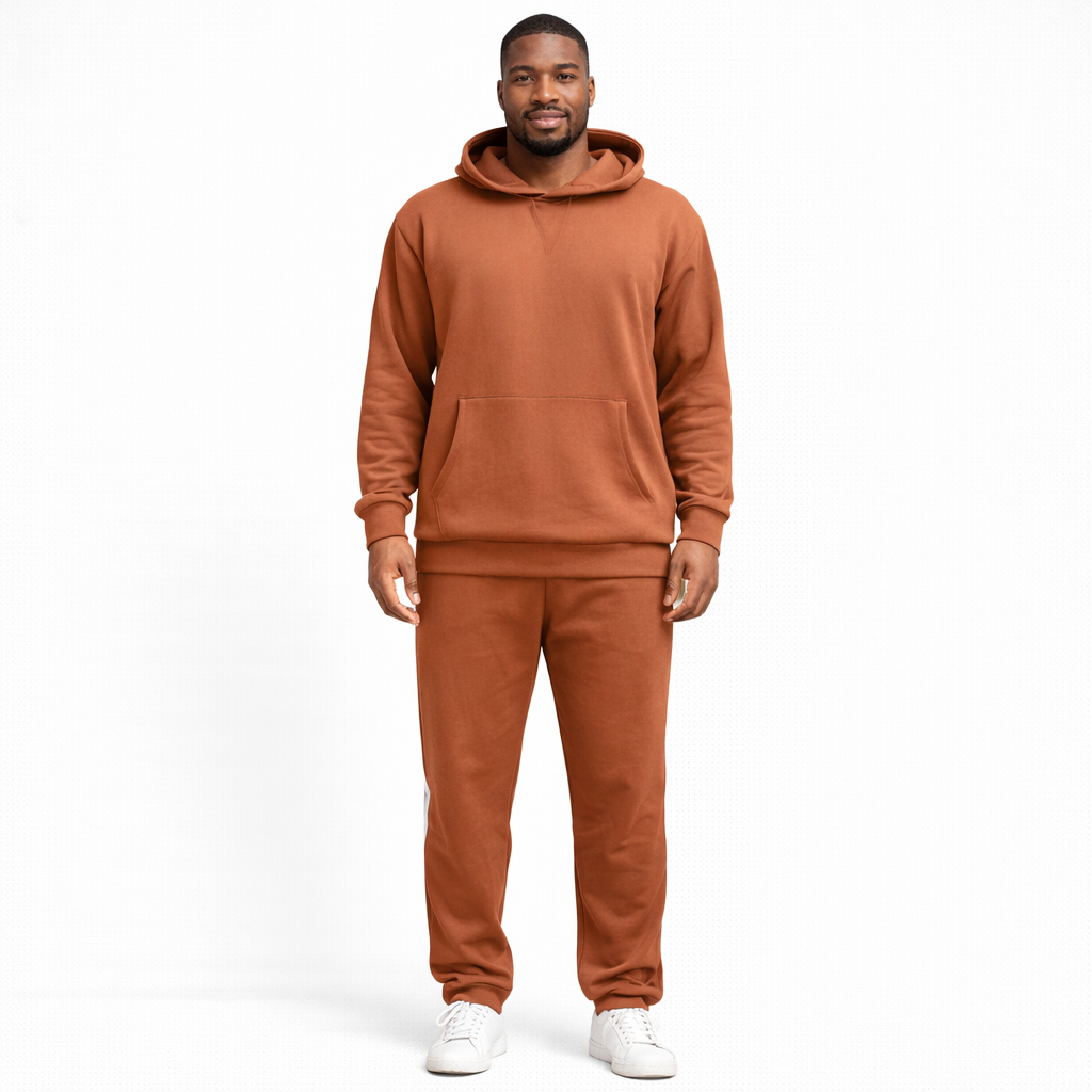 Unisex Brown Hooded Sweatshirt and Jogger Set