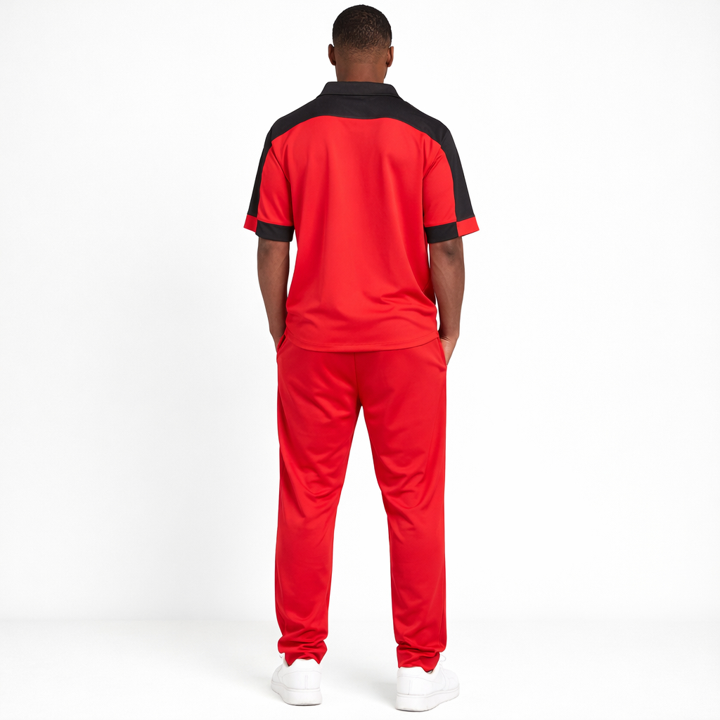 Classic Men Red Two Piece Polo Lounge Set