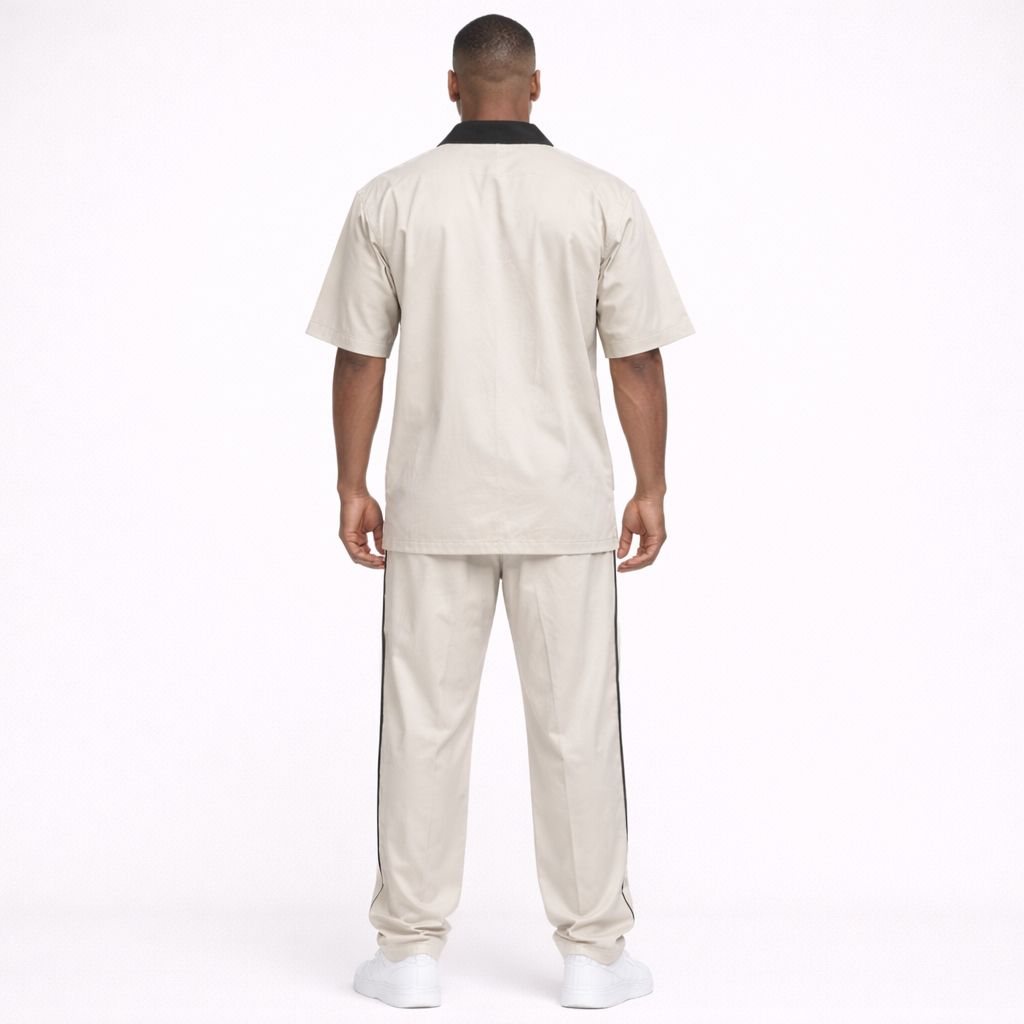 Trendy Men Two Piece Short Sleeve Utility Shirt and Trouser Set