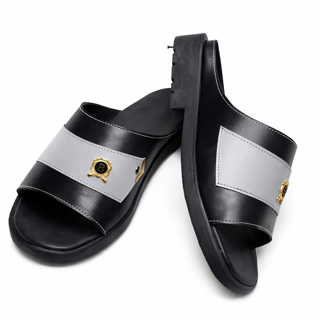 Mens Two Tone Slip on Slide Sandals
