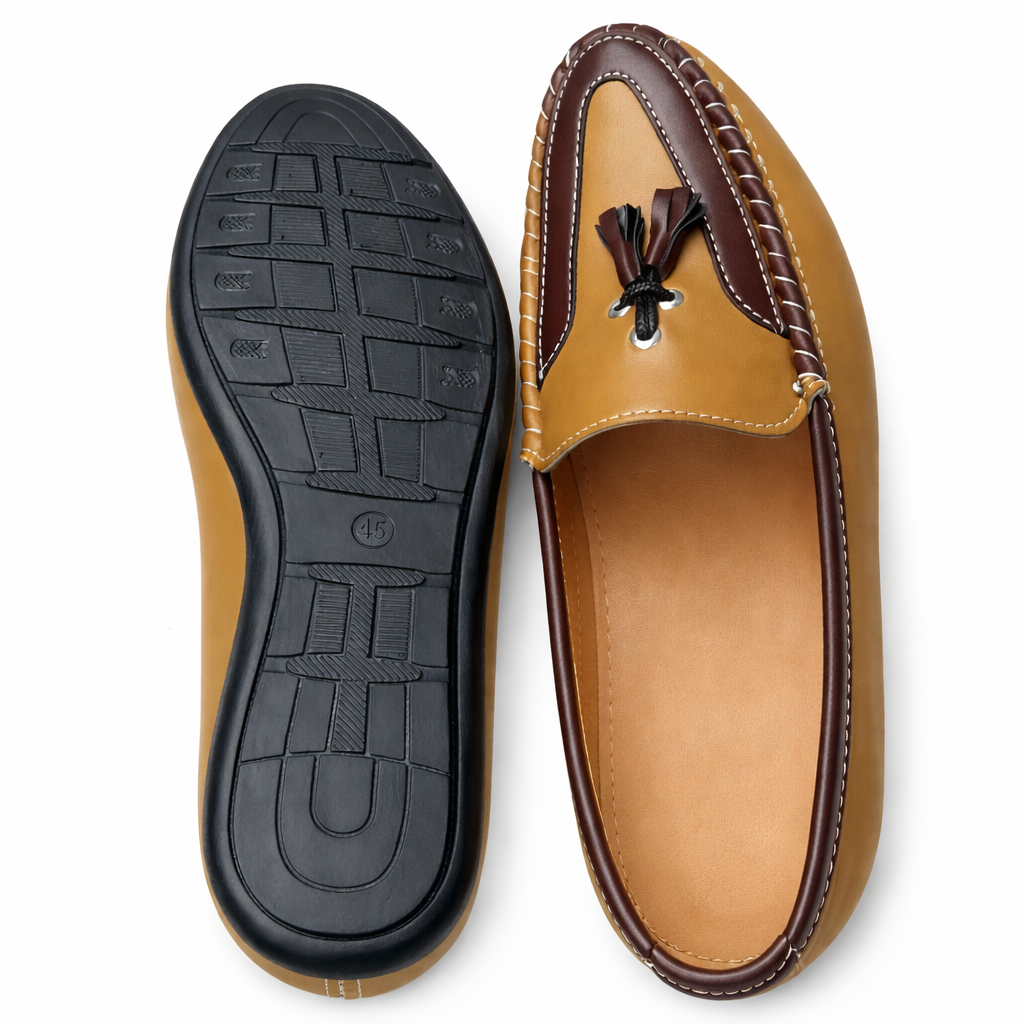Mens Two Tone Tassel Leather Loafers