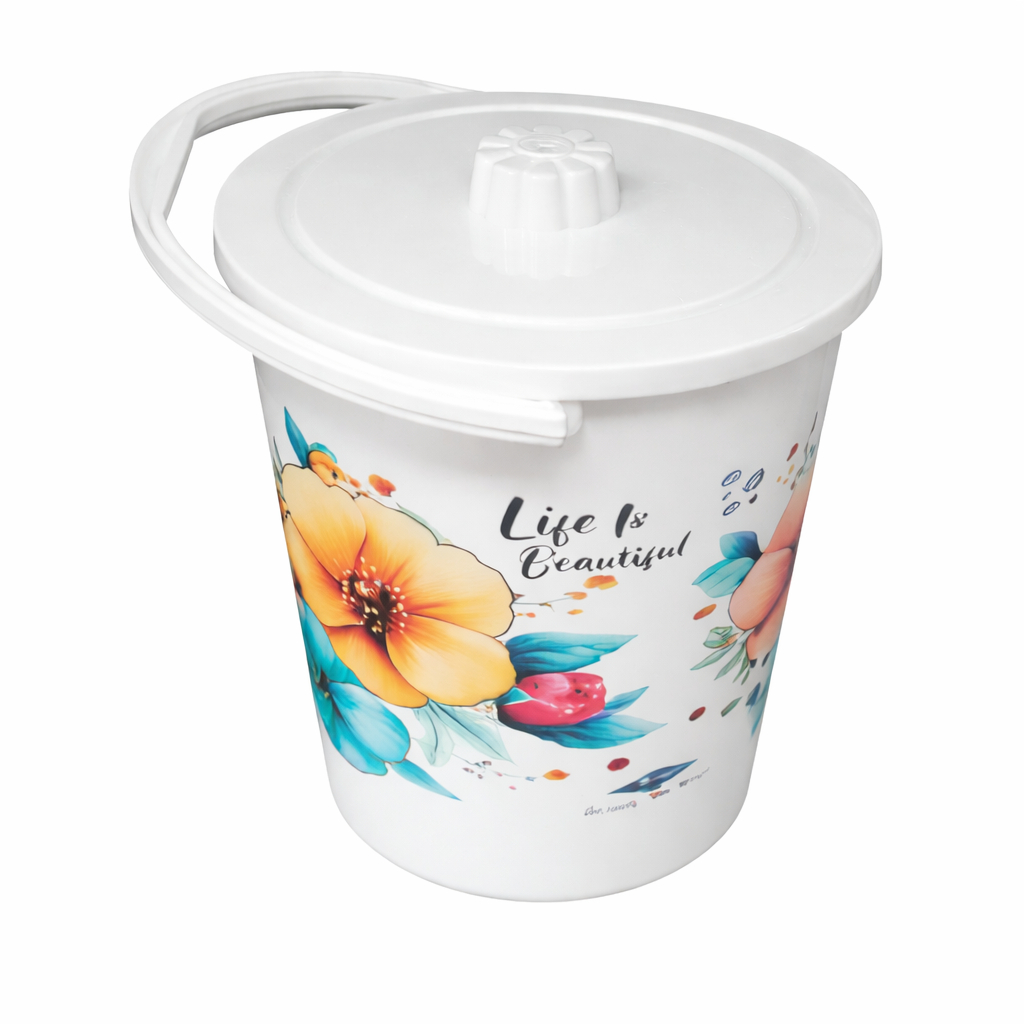 Printed Plastic Bucket with Lid and Handle