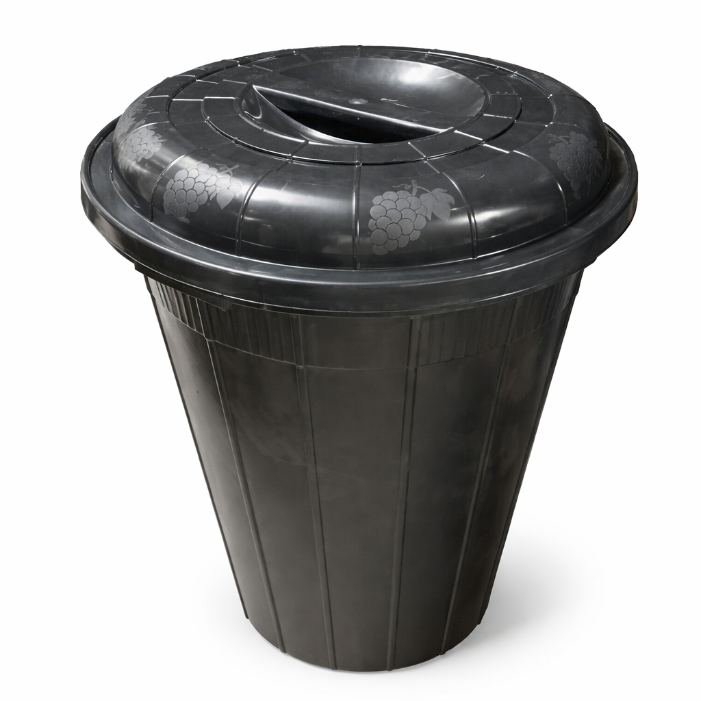 Large Black Plastic Storage Bin with Lid