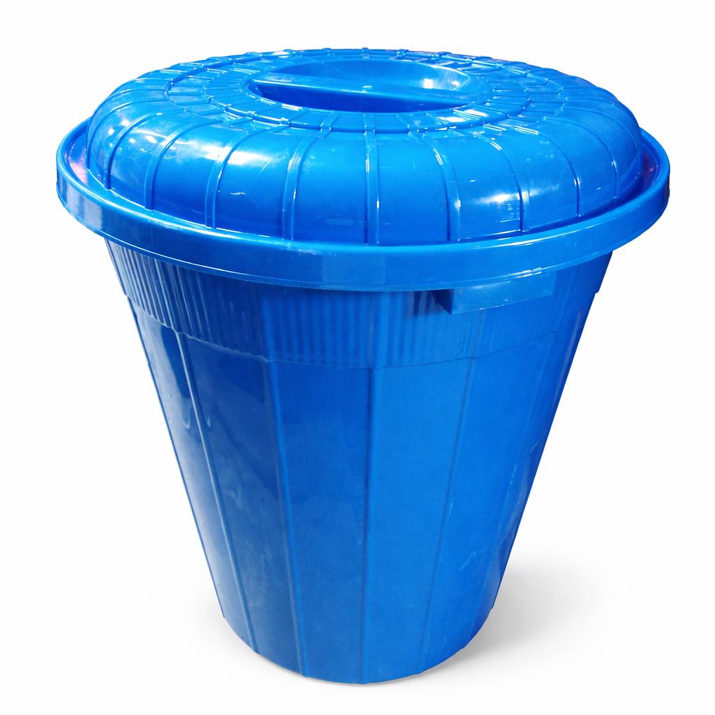 Large Blue Plastic Storage Bin with Lid
