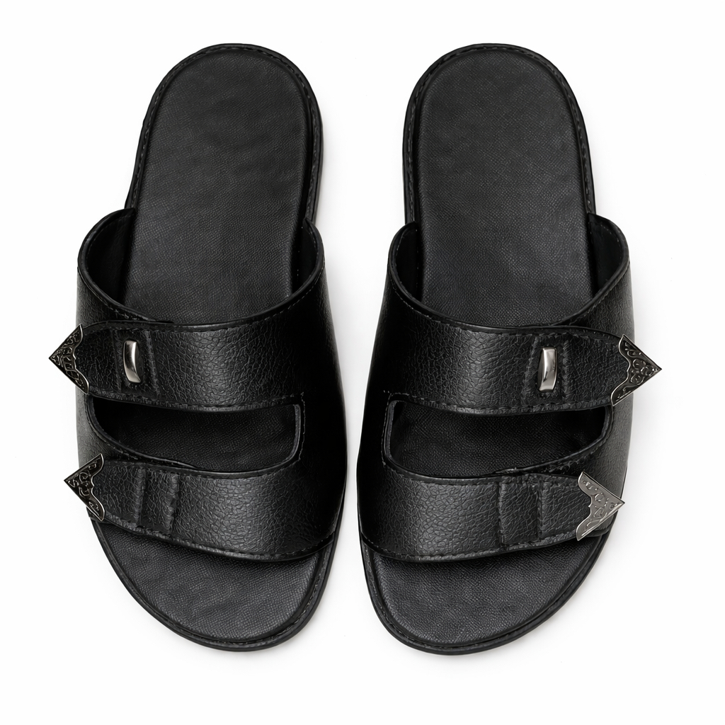 Mens Double Strap Open Toe Slide Sandals