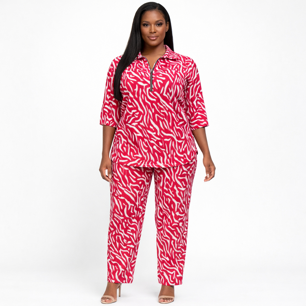 Women Pink Abstract Print Two Piece Lounge Set