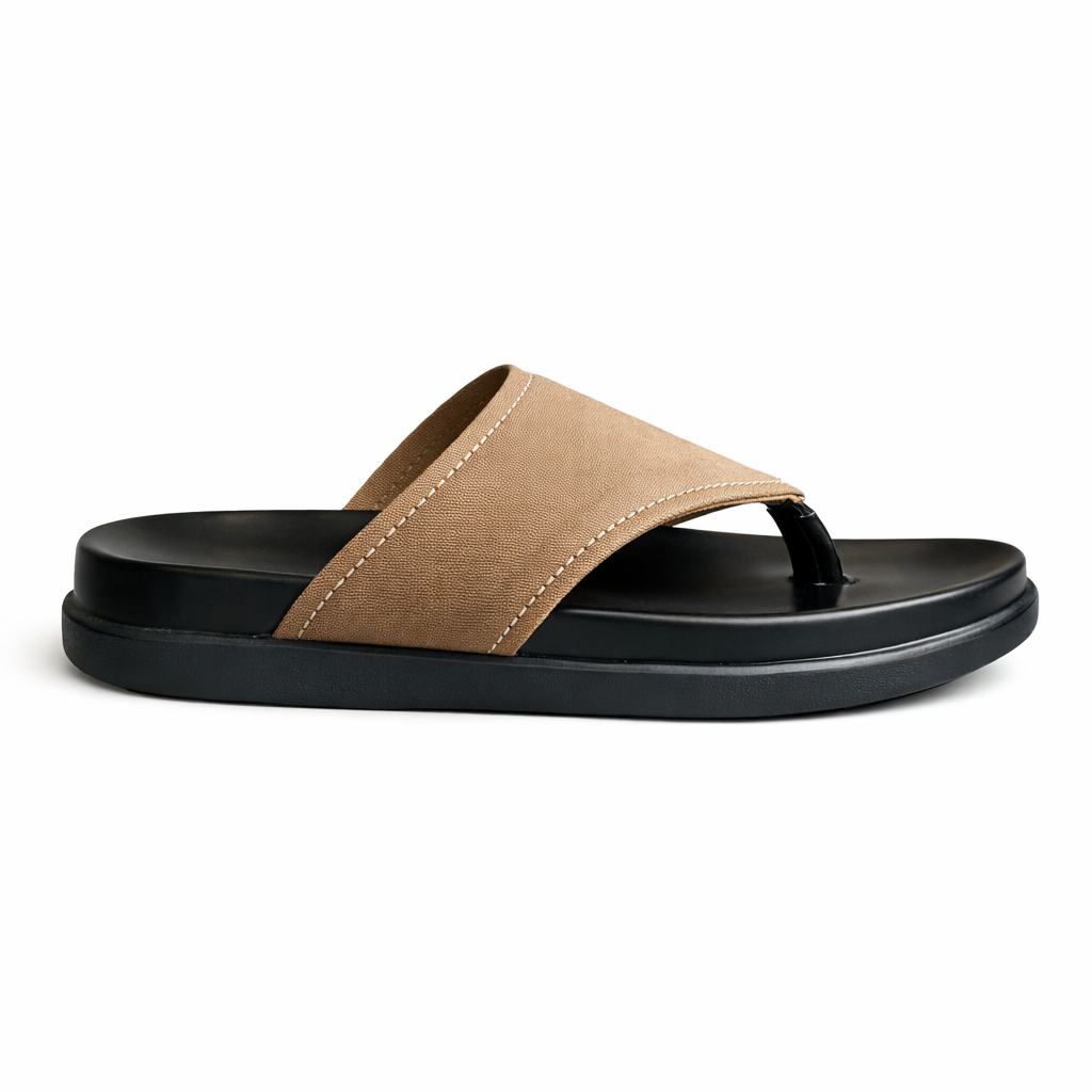 Mens Two Tone Thong Sandals with Cushioned Sole