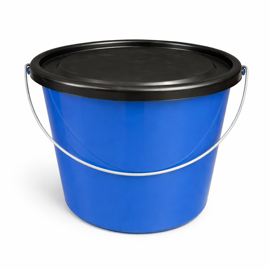 Plastic Storage Bucket with Lid and Carry Handle 15 litres.