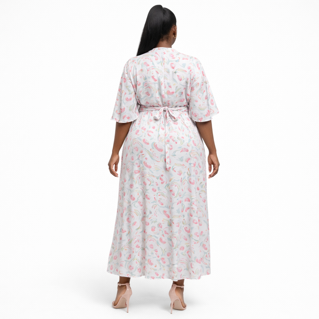 Blush Petal Wrap Midi Dress