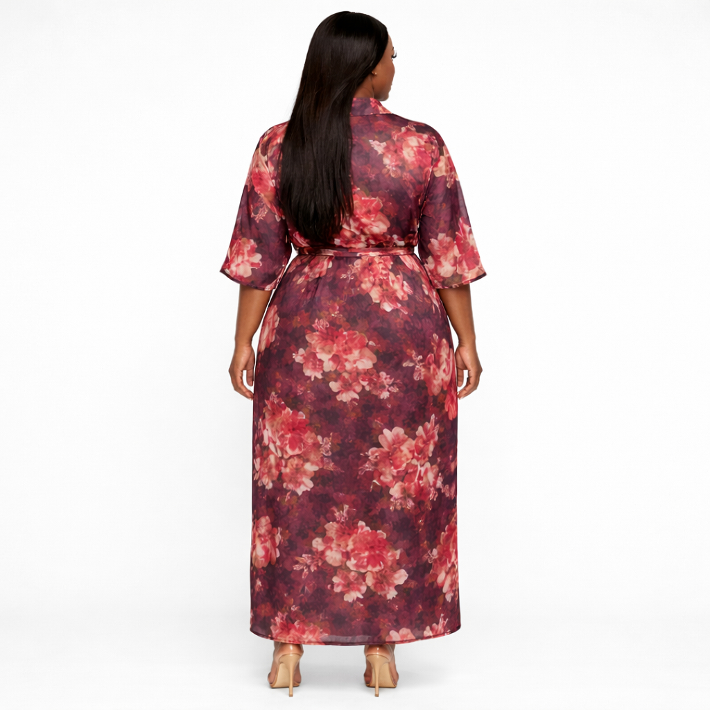 Floral Print Wrap Maxi Dress with Waist Tie