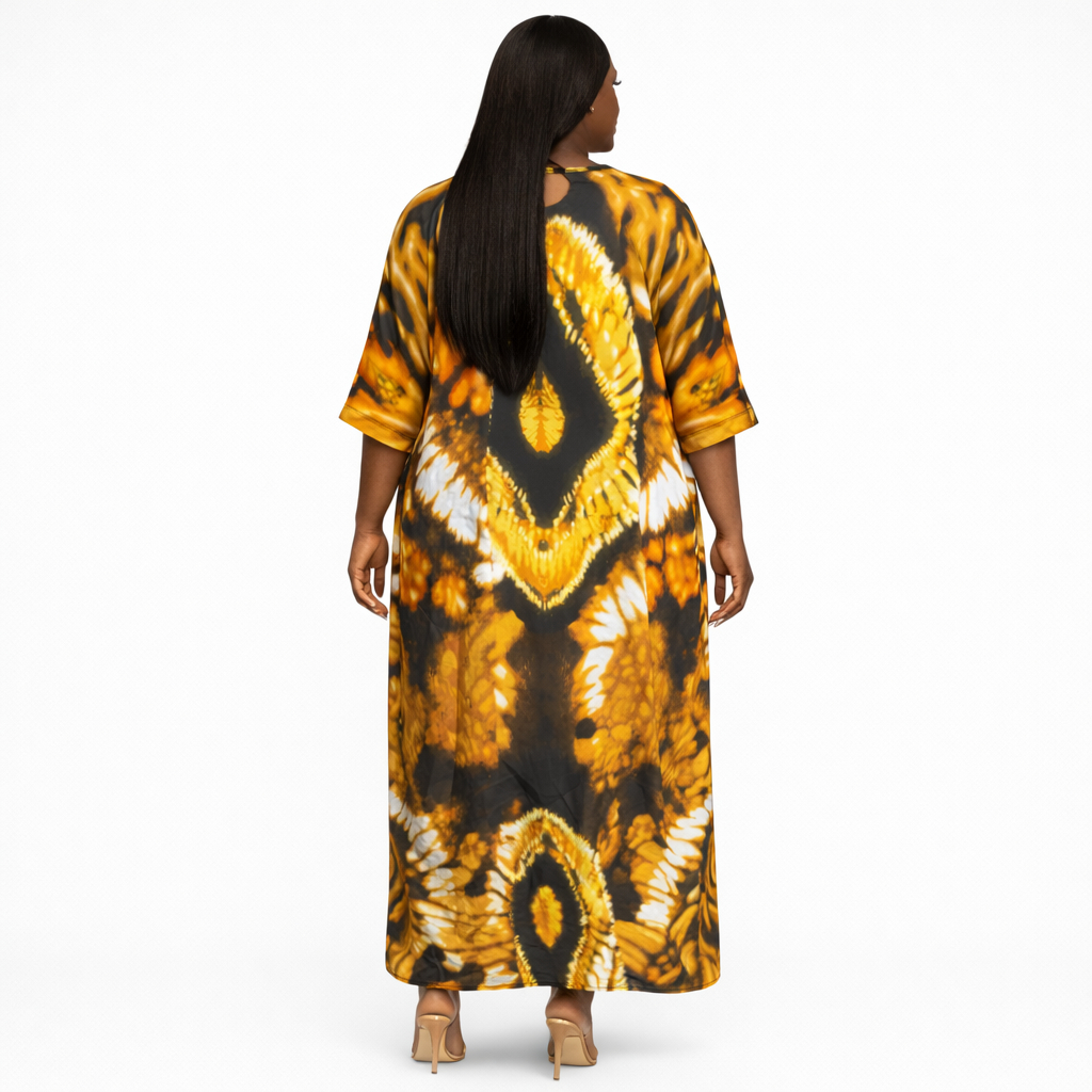 Loose Fit Ankara Print Short Sleeve Gown