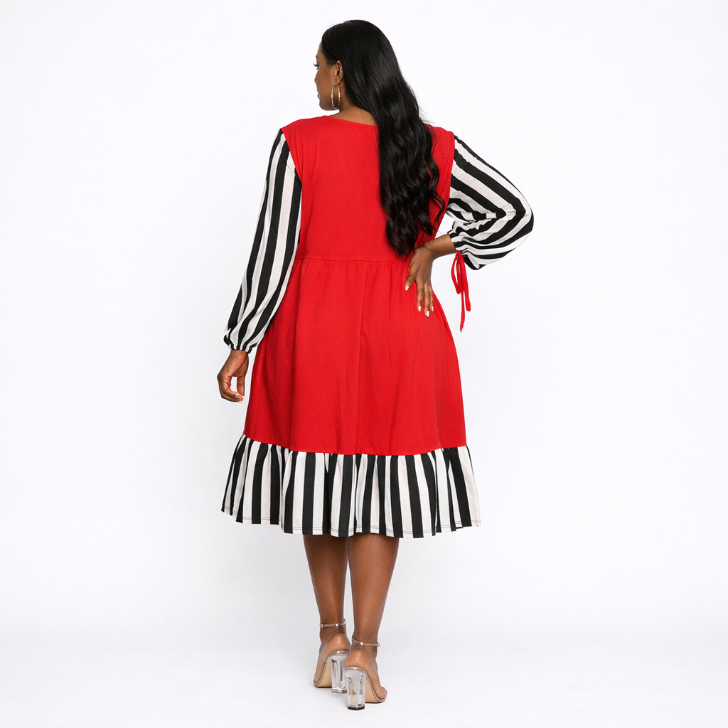 Ruby Contrast Layered Midi Dress