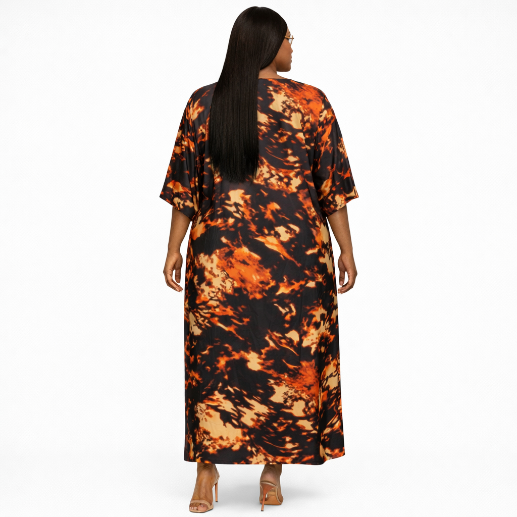 Autumn Earth Abstract Midi Gown