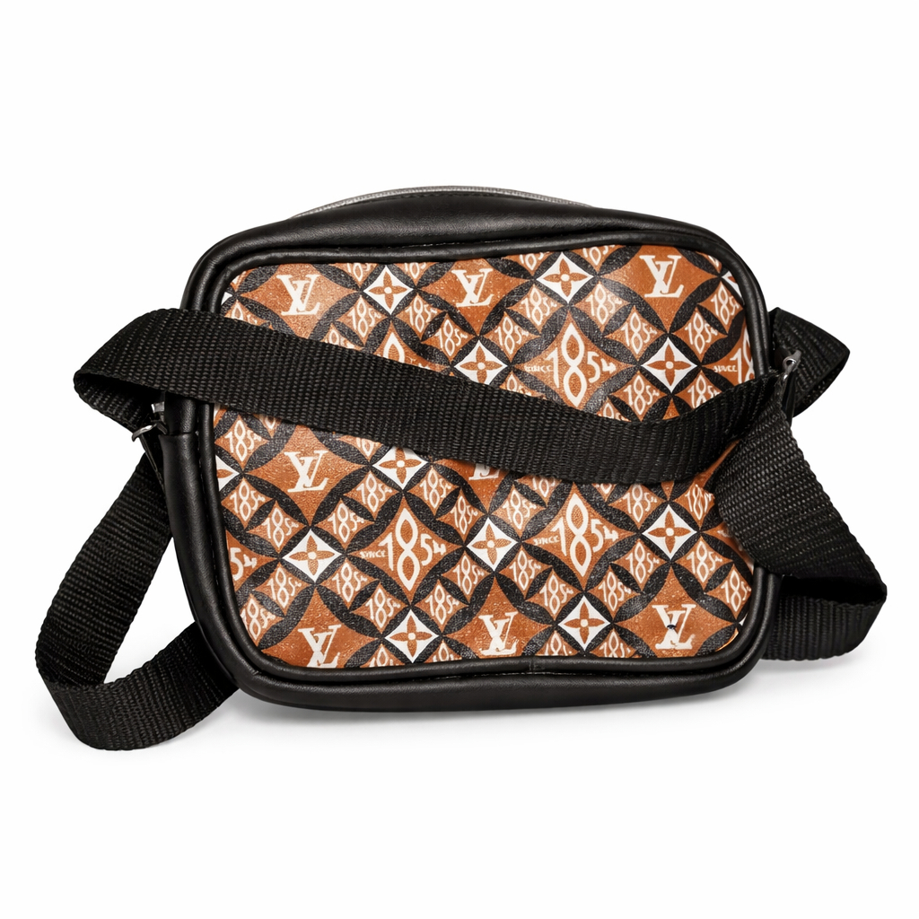 Patterned Compact Crossbody Bag with Front Zip Pocket