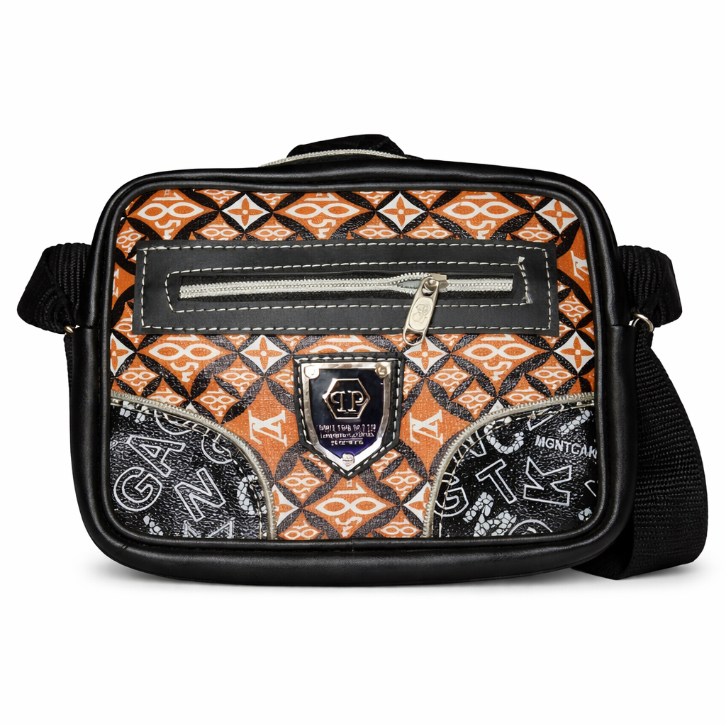 Patterned Compact Crossbody Bag with Front Zip Pocket
