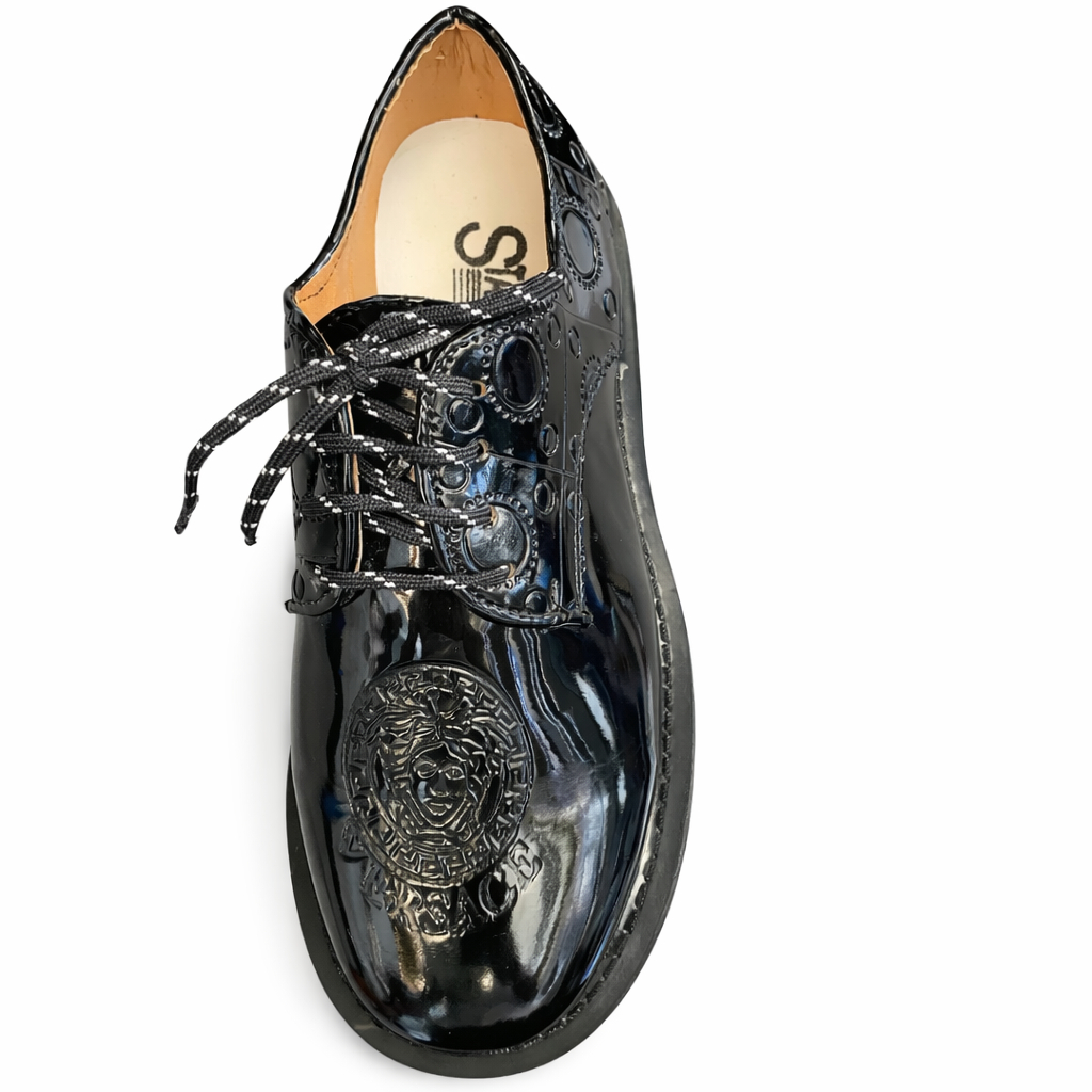 Quality Medallion Patent Lace Up Oxford Shoe