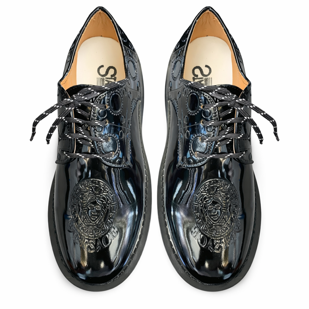 Quality Medallion Patent Lace Up Oxford Shoe