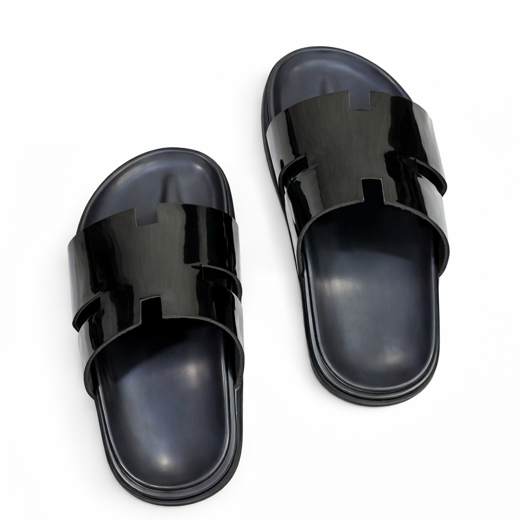 Glossy Strap Slip On Slide Sandals for Men