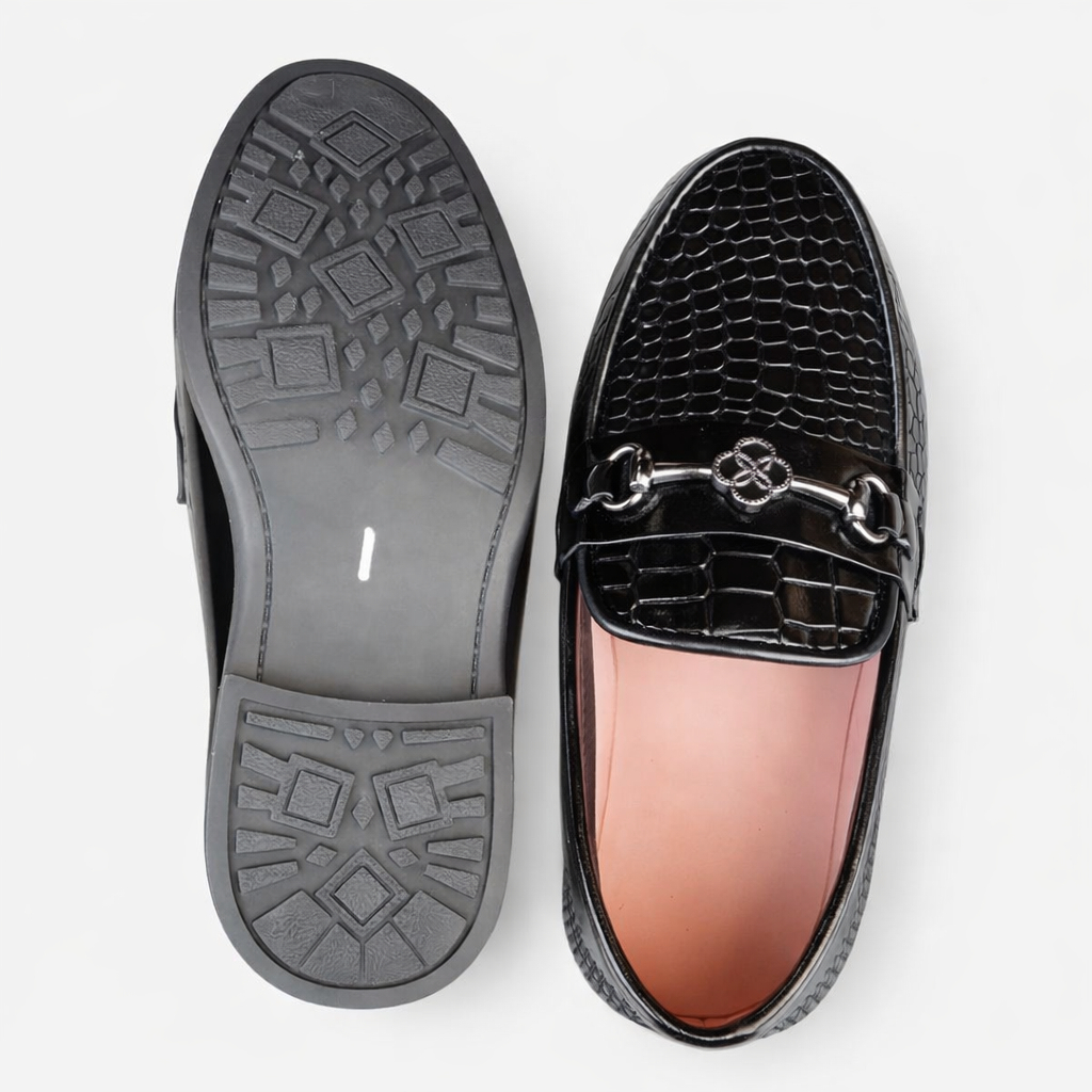 Men Textured Slip On Formal Loafers