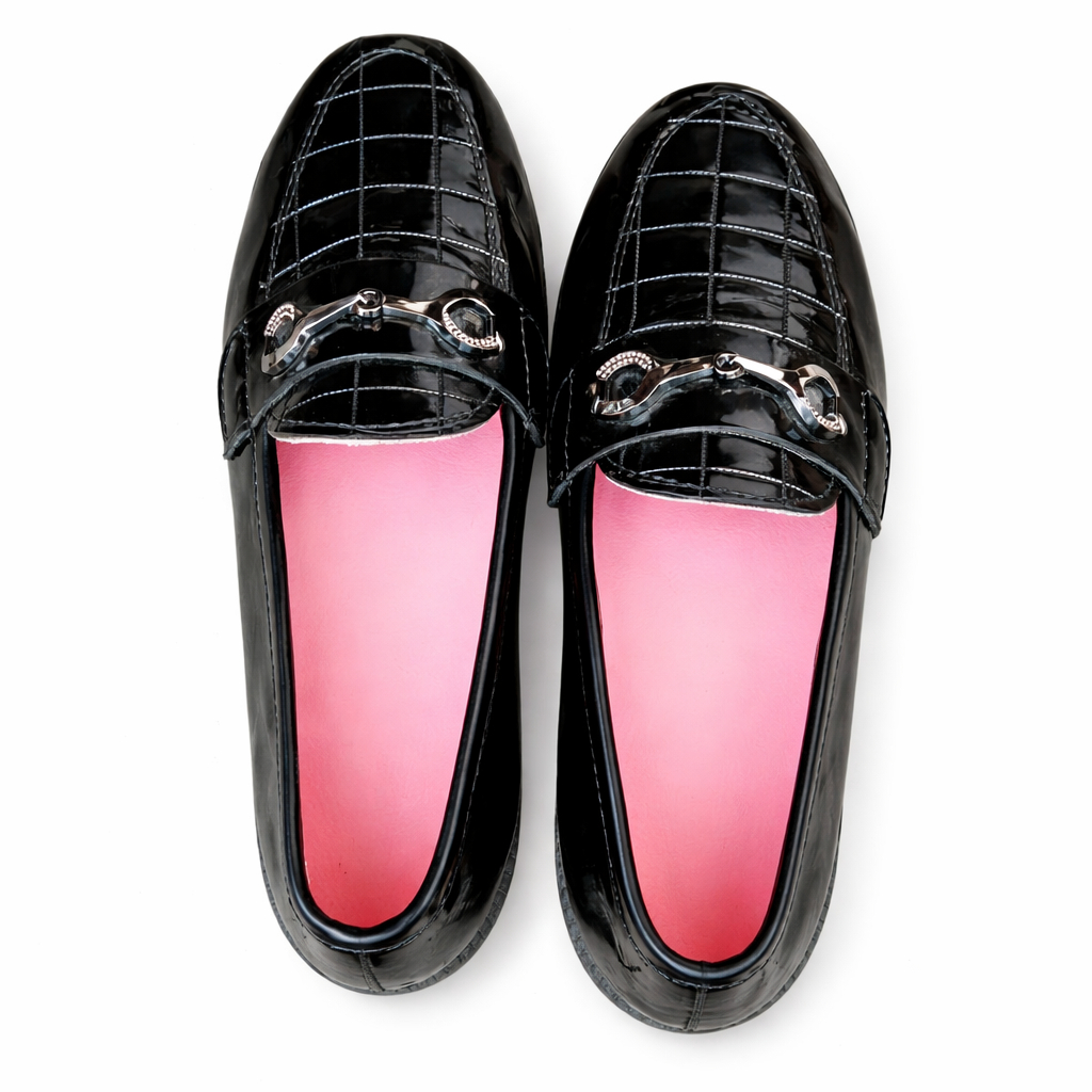 Men Black Crocodile Embossed Leather Horsebit Loafers