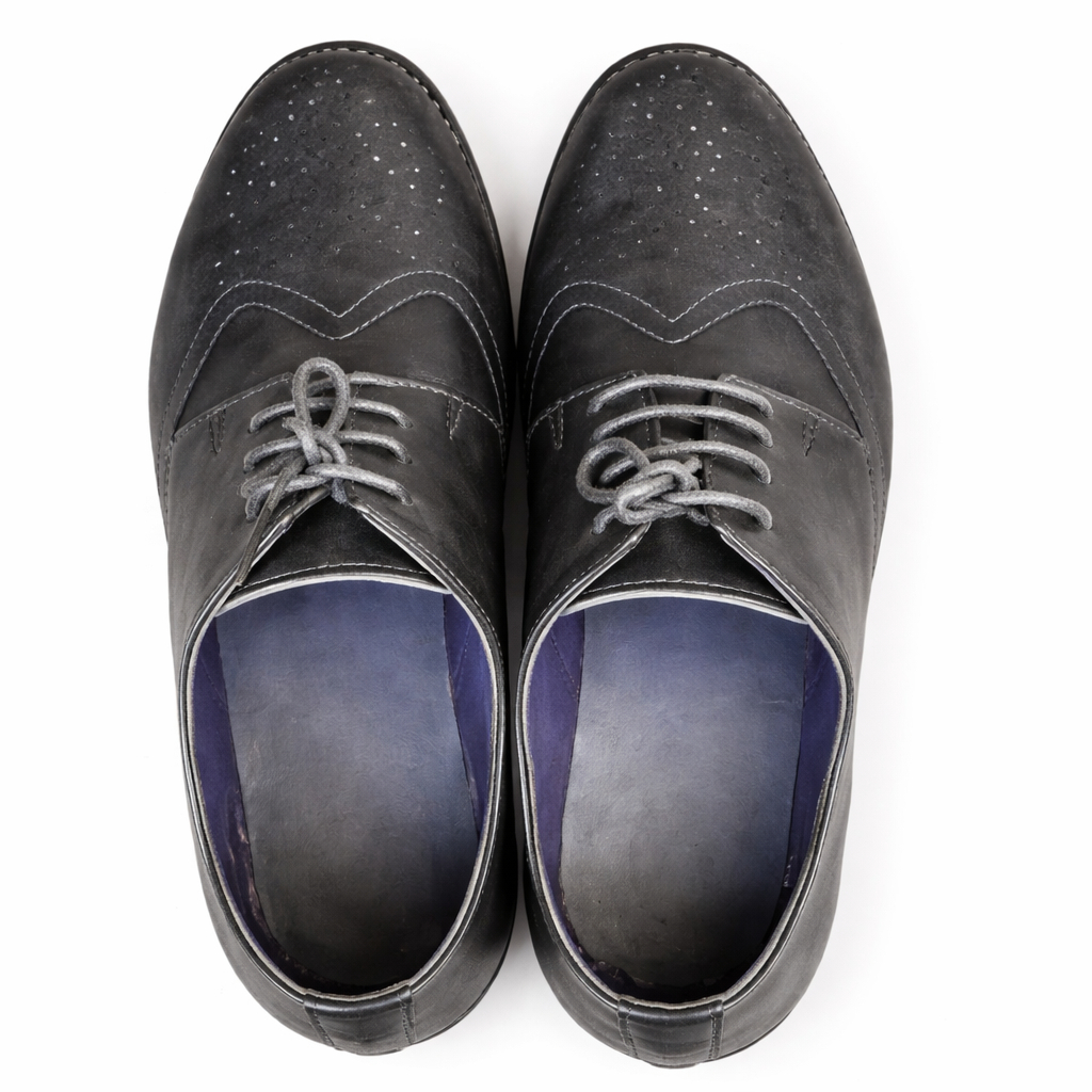 Men Black Lace Up Brogue Dress Shoes