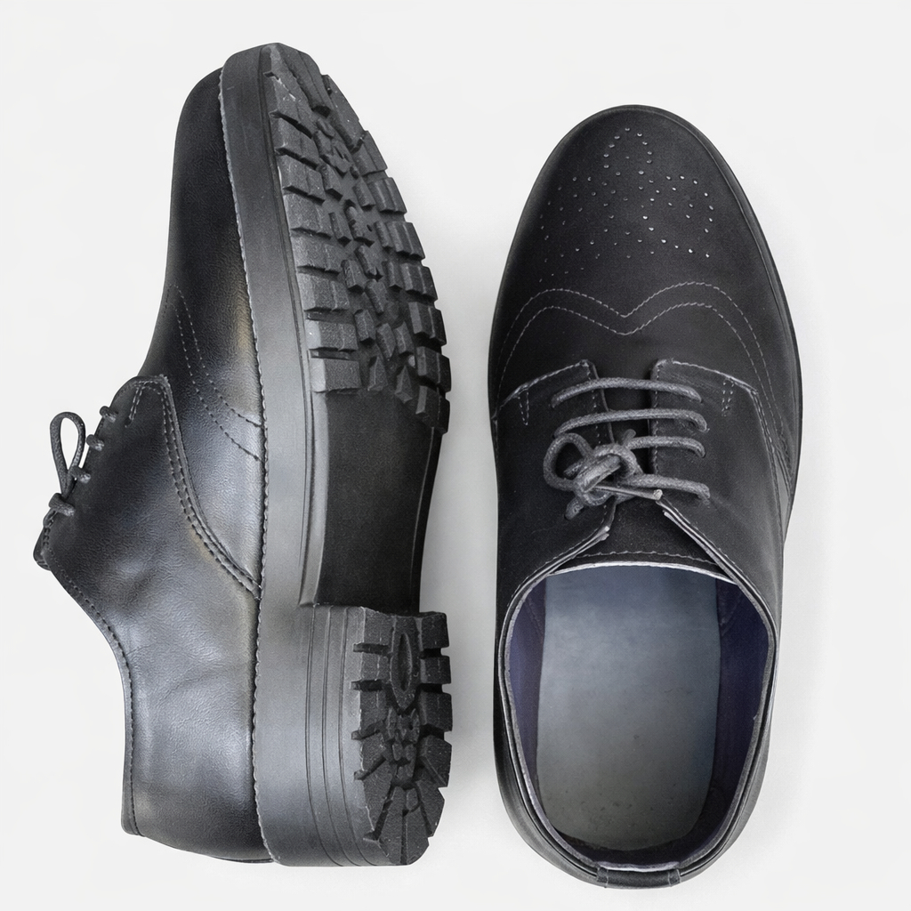 Men Black Lace Up Brogue Dress Shoes