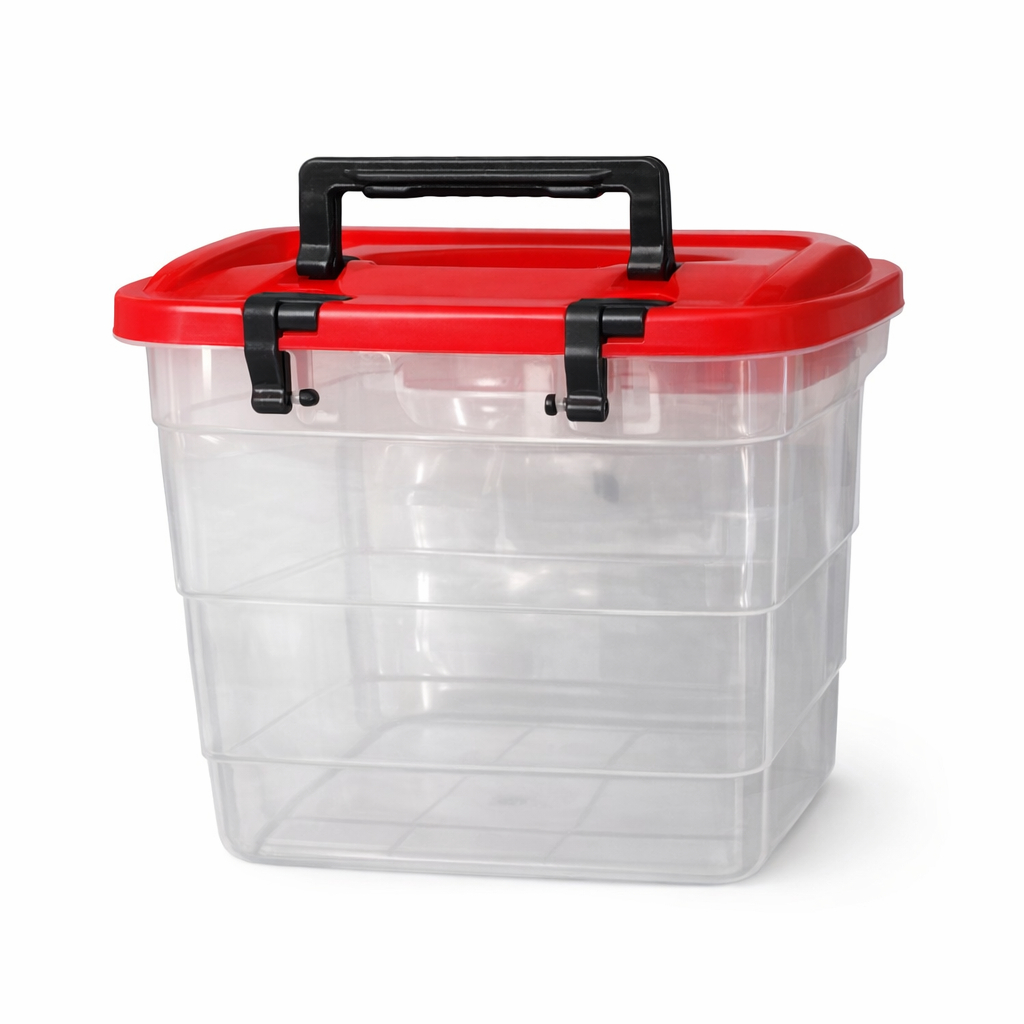 Clear Plastic Storage Container with Lid and Carry Handle