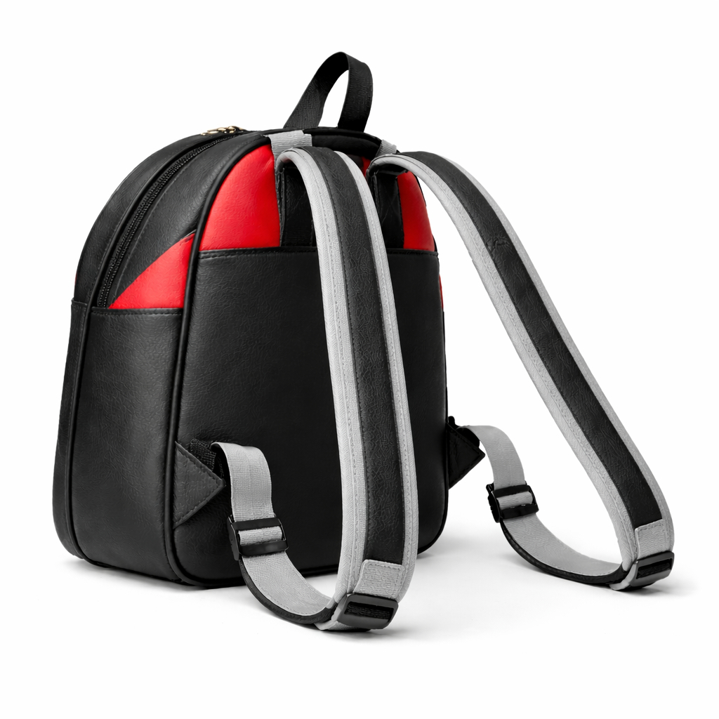 Two Tone PU Leather School Backpack with Front Zip Pockets