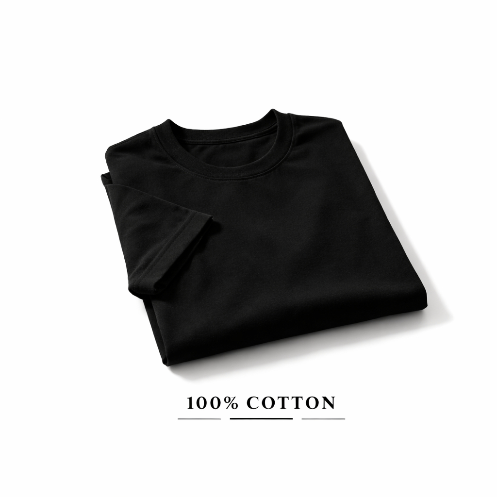 Mens Black Cotton T Shirt