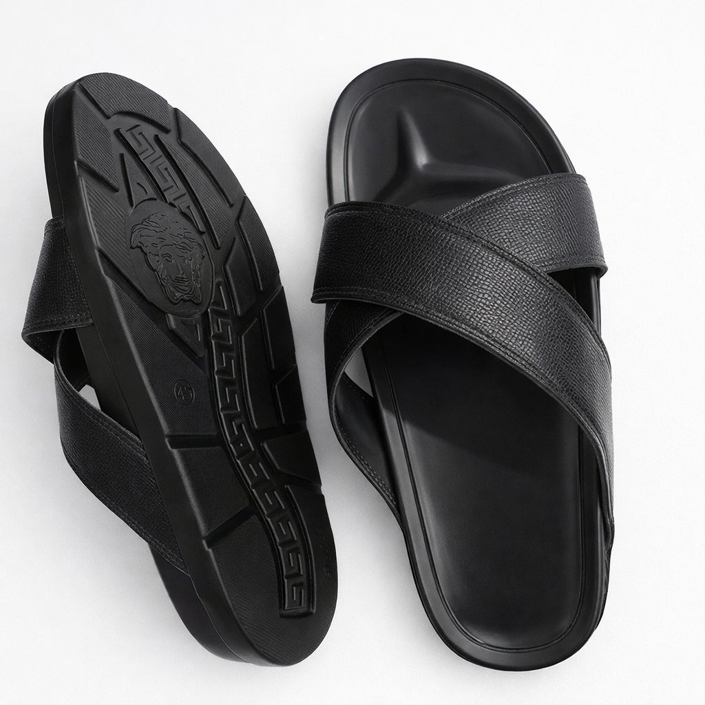 Minimalist Cross Strap Slip On Sandals