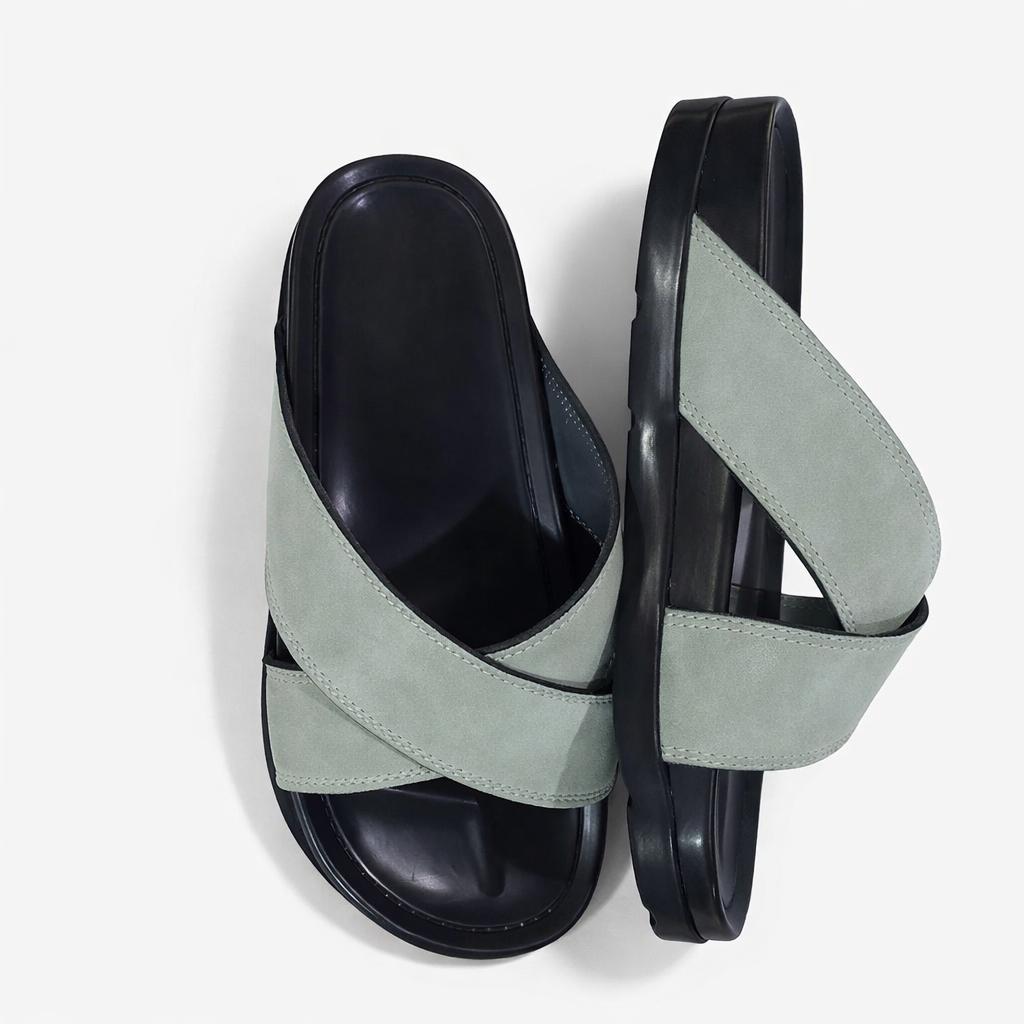 Minimal Cross Strap Slide Sandals