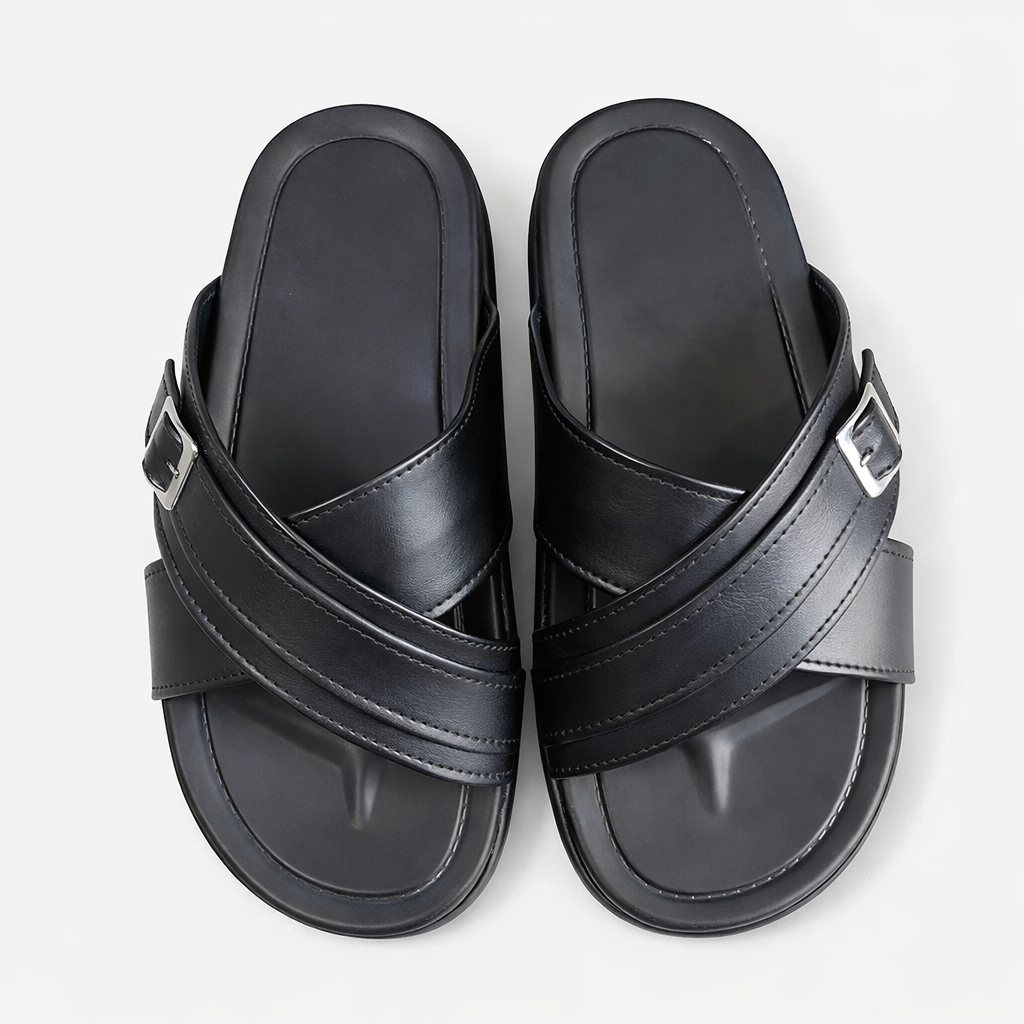 Classic Men Double Strap Slip On Slide Sandals