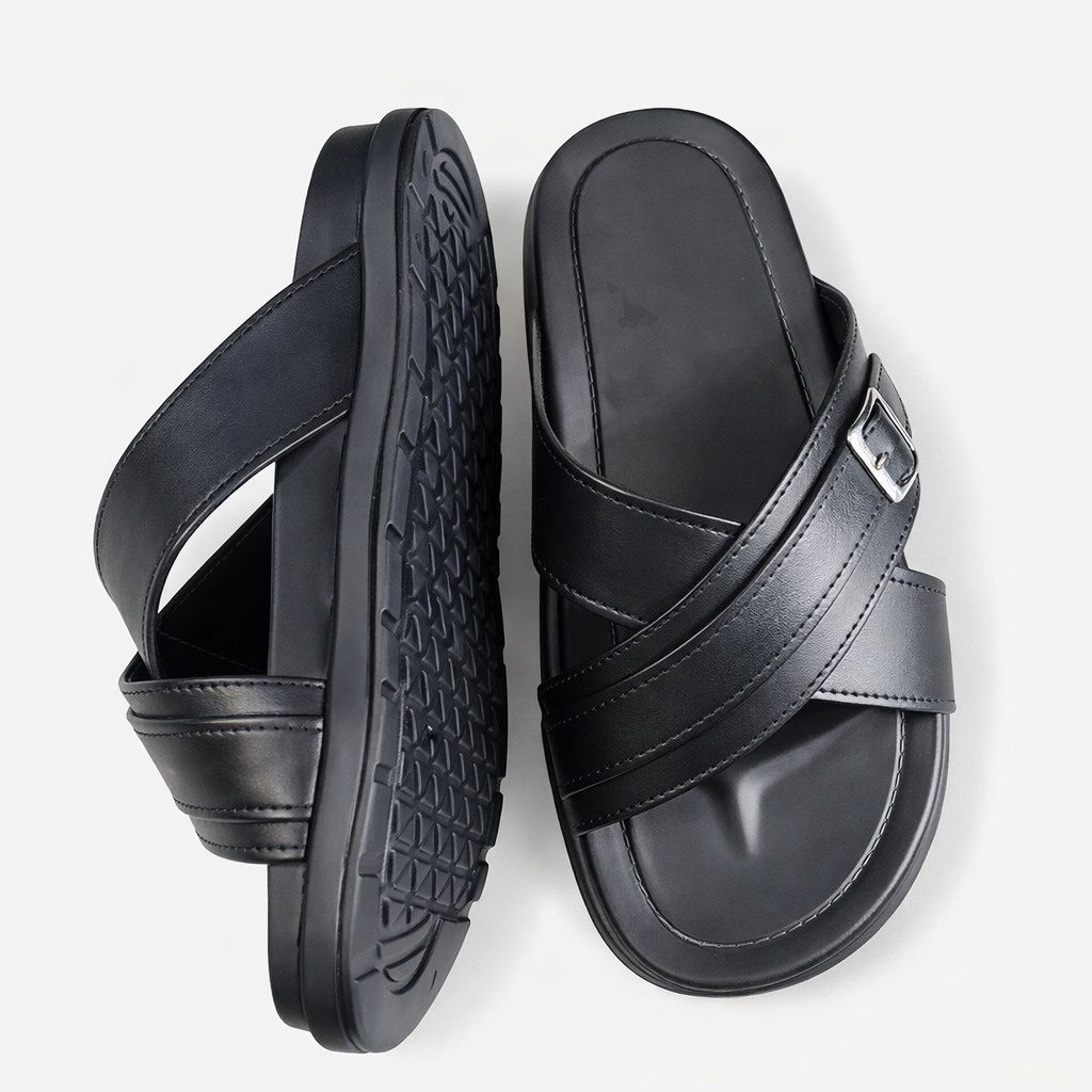 Classic Men Double Strap Slip On Slide Sandals