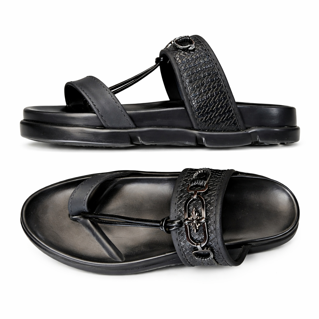 Men Luxe Chain Detail Slide Sandals