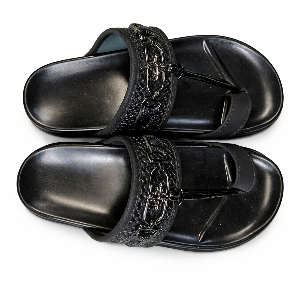 Men Luxe Chain Detail Slide Sandals