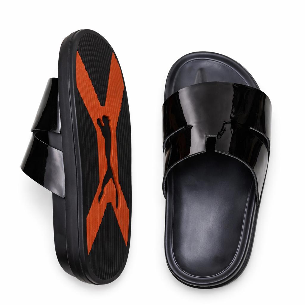 Glossy Strap Slip On Slide Sandals for Men
