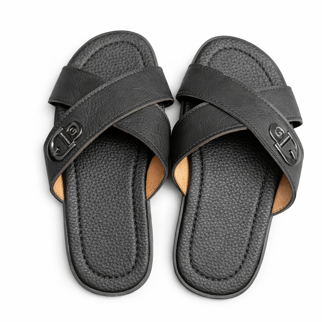 Womens Cross Strap Cushioned Slide Sandals