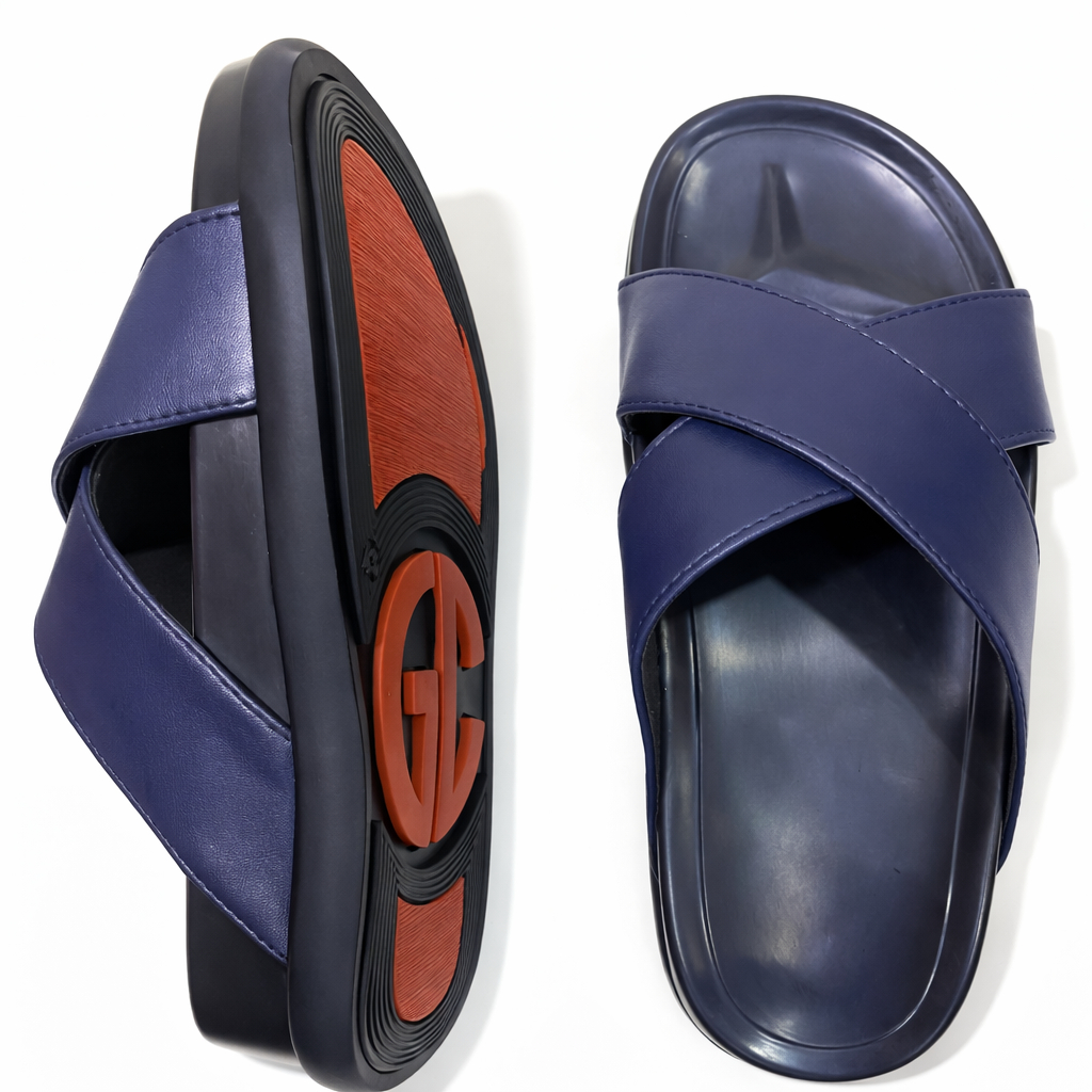 Regal Navy Cross Strap Comfort Slides