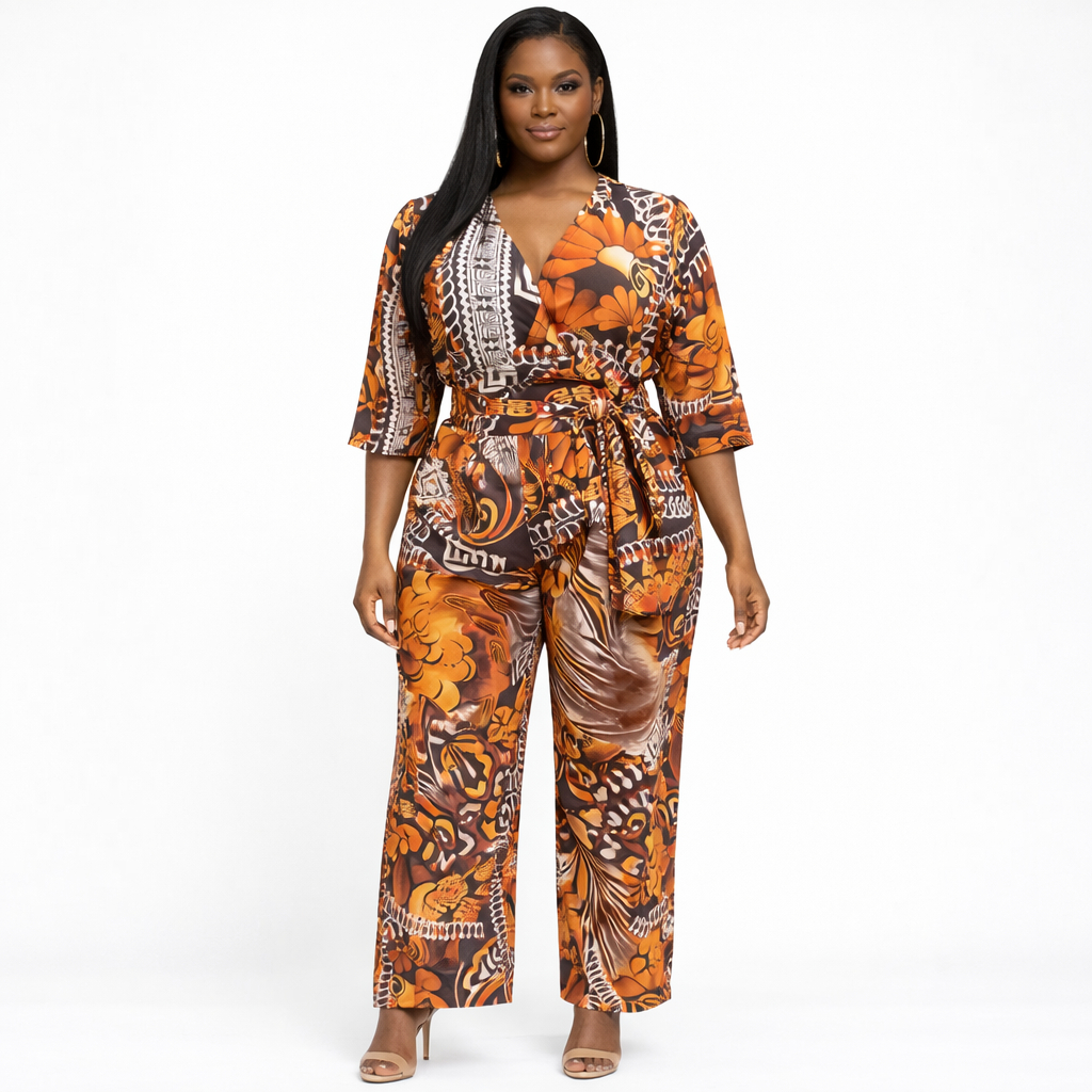 Trendy Women Multicolor Ankara Wrap Jumpsuit
