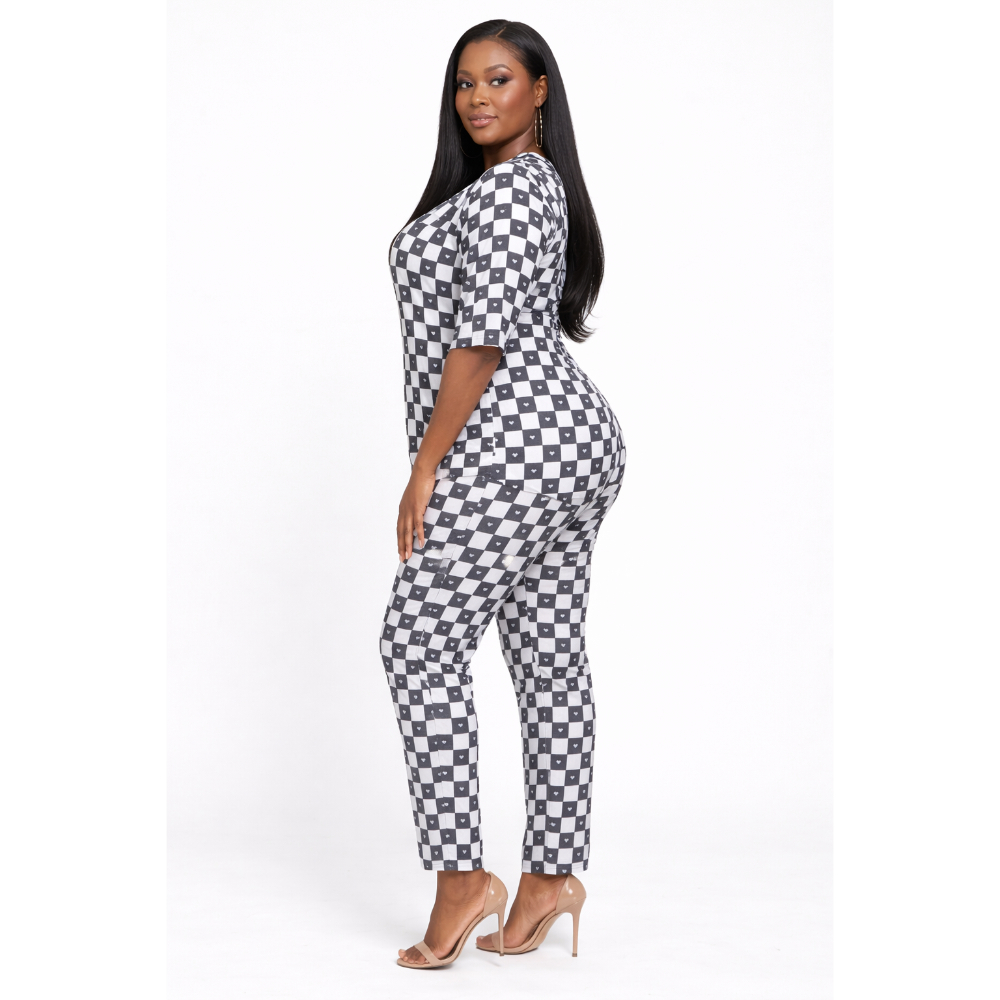 Black and White Checkered Two Piece Lounge Set