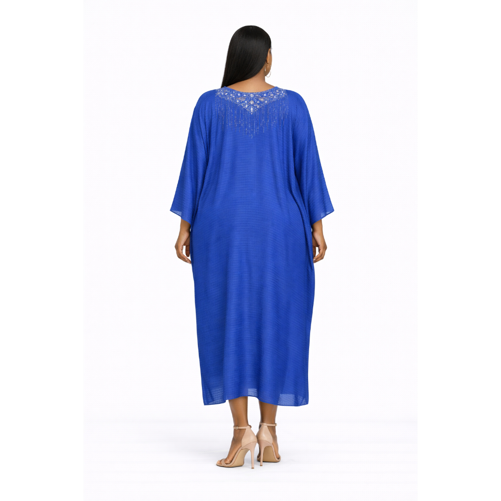 Quality Blue Fringe Loose Kaftan