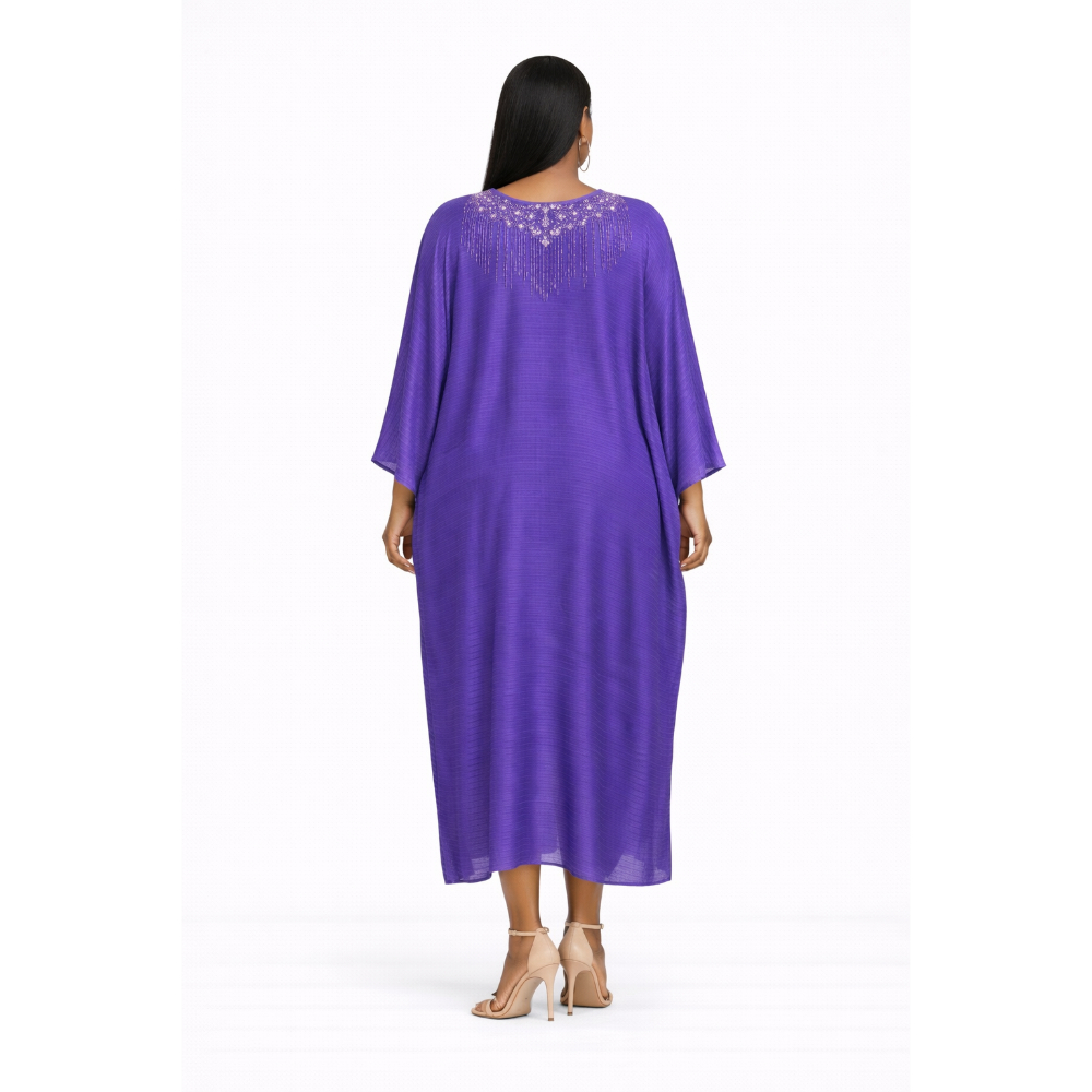 Quality Purple Fringe Loose Kaftan Dress