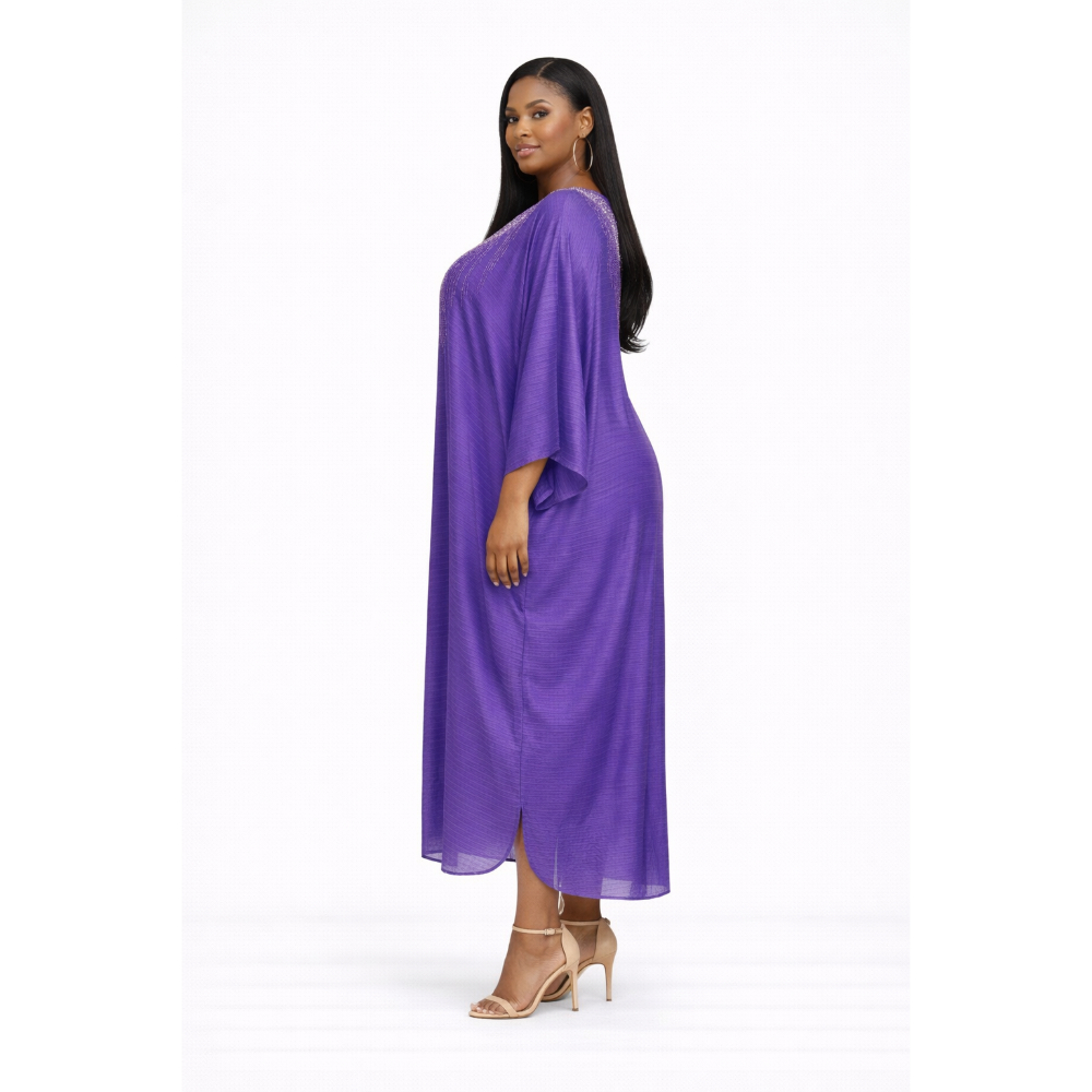 Quality Purple Fringe Loose Kaftan Dress