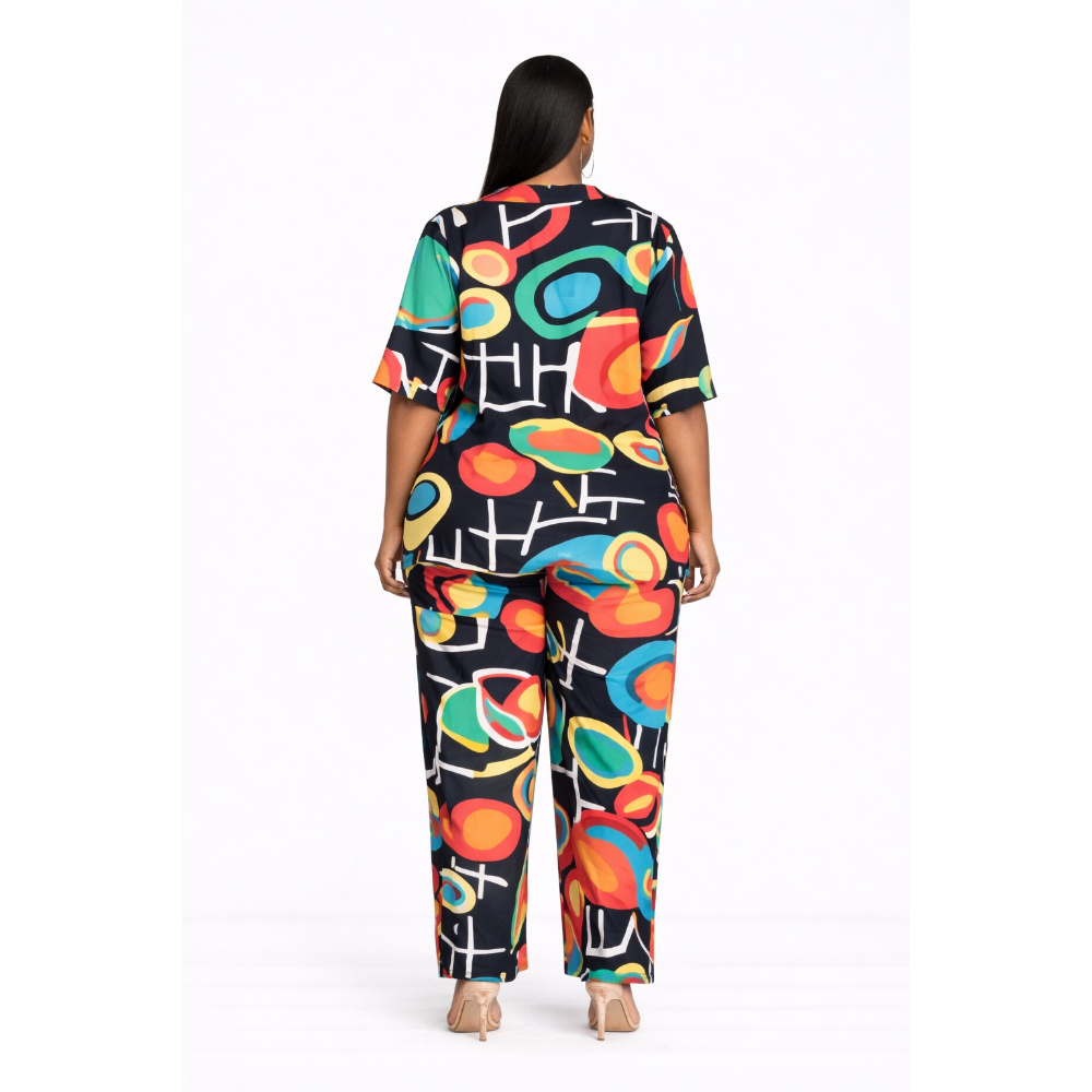 Multicolor Abstract Two Piece Set