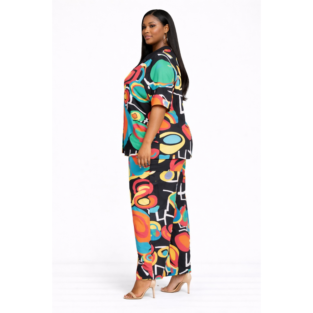 Multicolor Abstract Two Piece Set
