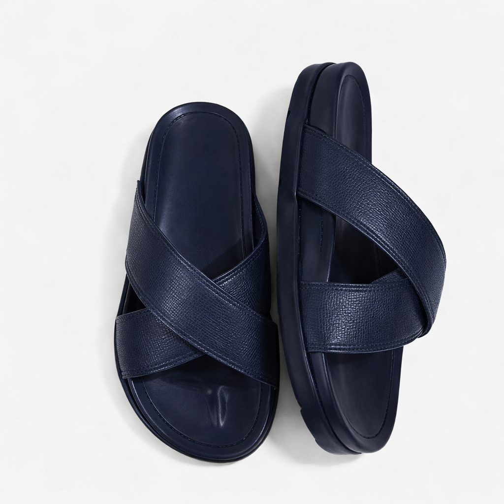 Midnight Luxe Cross Strap Slides