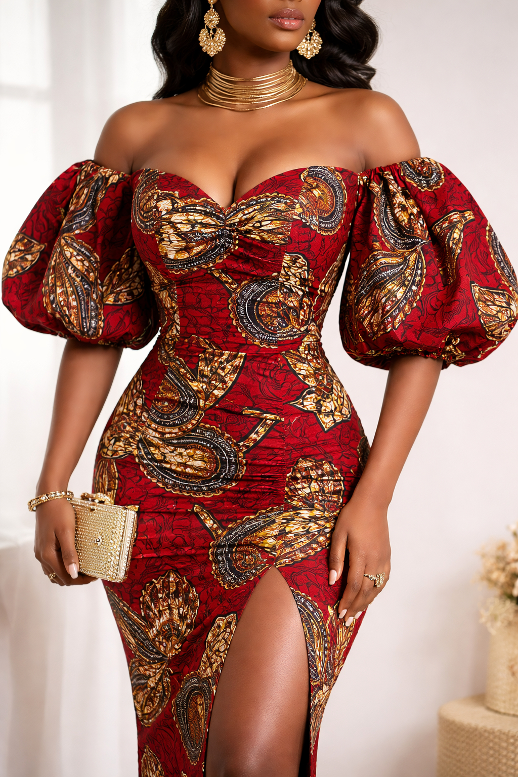 Yellow and Red Ankara Fabric