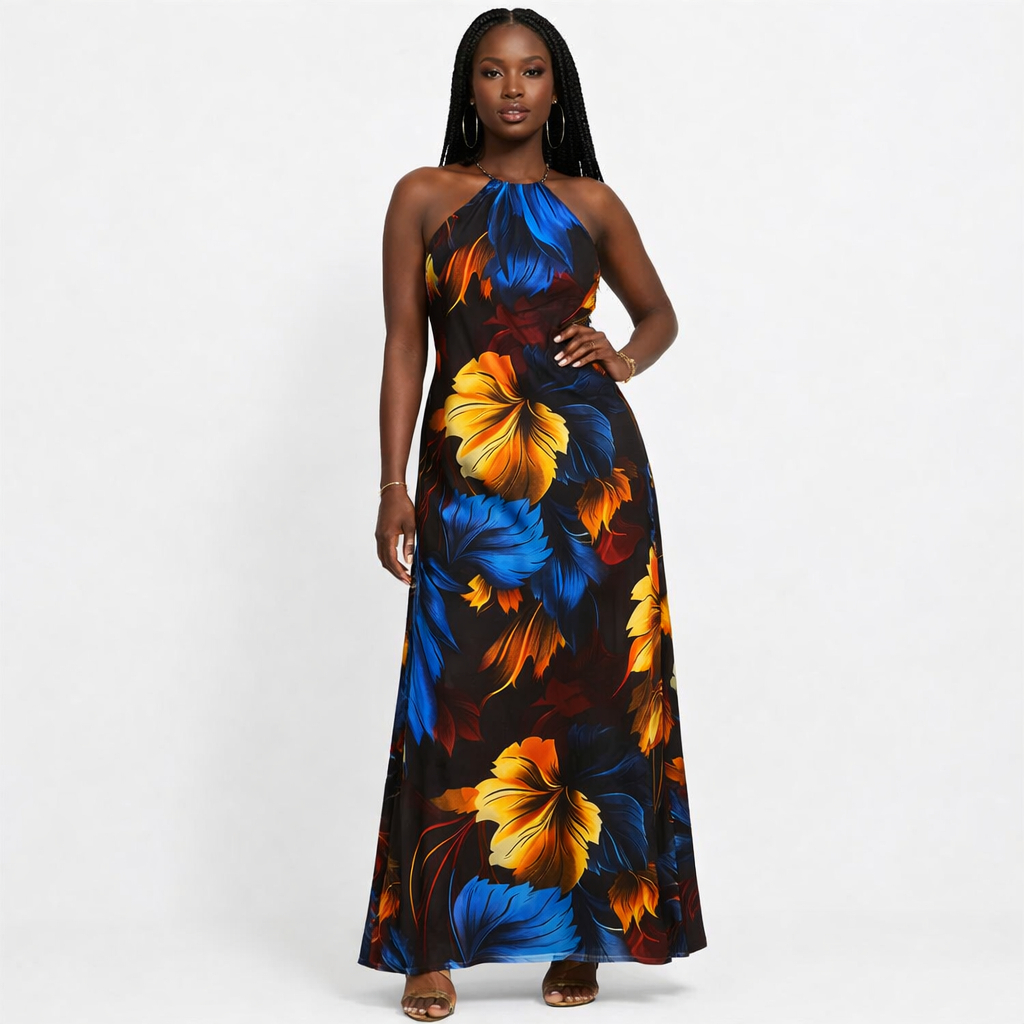 Bold Floral Print Fabric  Multicolor Statement Textile