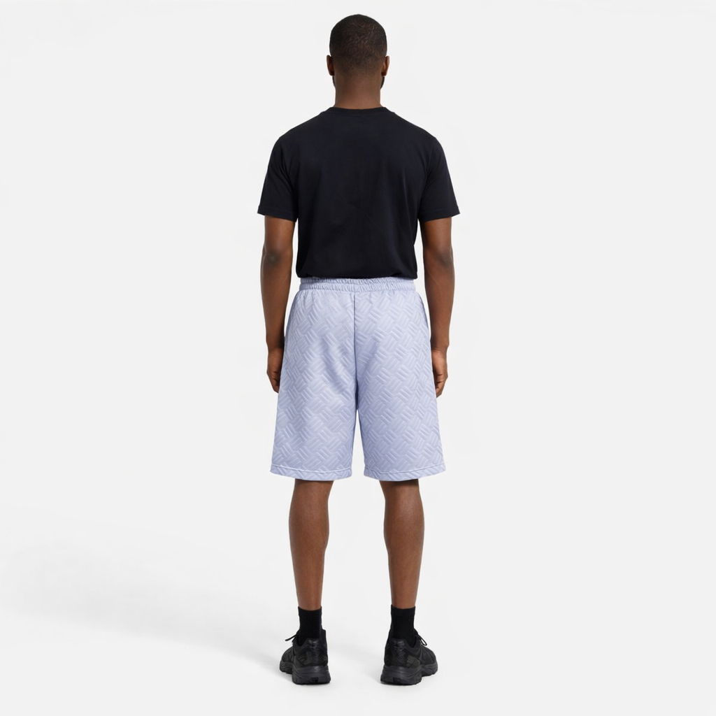 Light Grey Quilted Casual Shorts with Elastic Waist